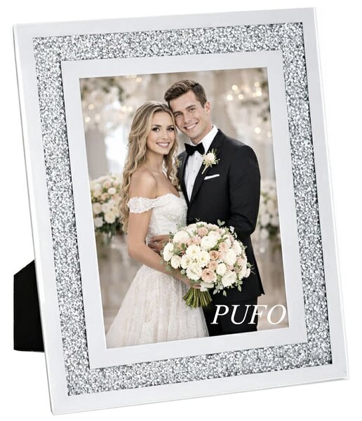 Rama foto decorativa Pufo Wedding Day din sticla pentru fotografii, 26 x 21 cm