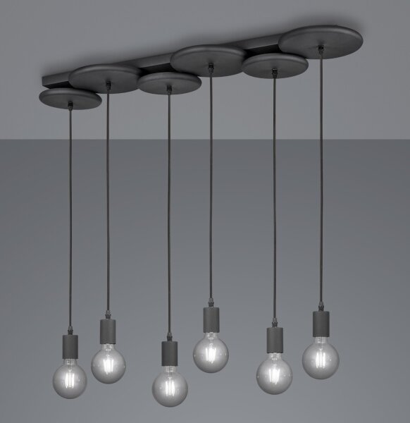 Lustră pe cablu DISCUS 6xE27/28W/230V neagră Trio