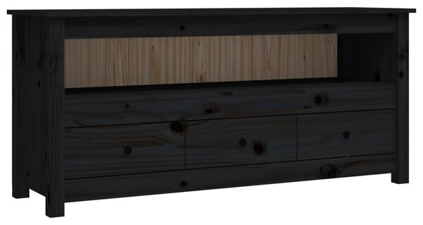 Comodă TV, negru, 114x35x52 cm, lemn masiv de pin