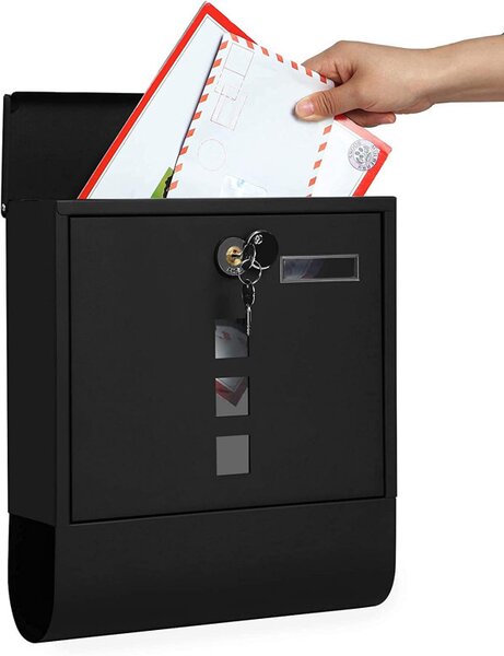 Cutie de scrisori Songmics, 24 x 30 cm, Black, compartiment pentru ziar