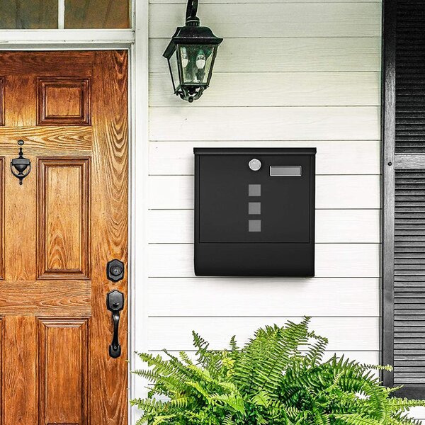 Cutie de scrisori Songmics, 24 x 30 cm, Black, compartiment pentru ziar
