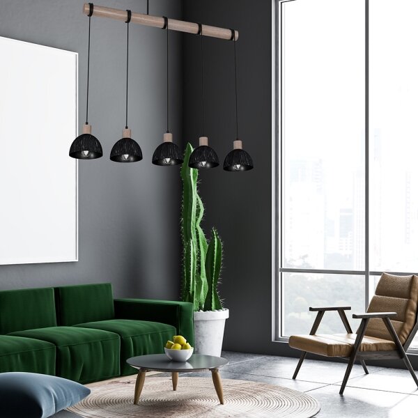 Lustră pe cablu ERIK 5xE27/60W/230V maro/negru