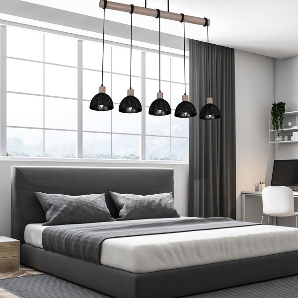 Lustră pe cablu ERIK 5xE27/60W/230V maro/negru