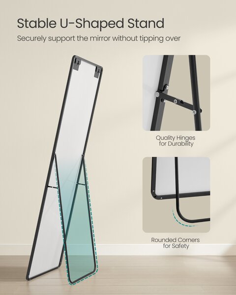 Oglinda de podea Negru Songmics 160x50x1.3 cm