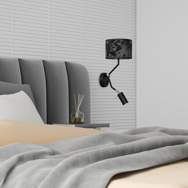 Lampă de perete SATINO 1xE27/40W/230V + 1xGU10/MR11/7W negru/gri