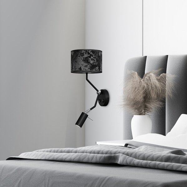 Lampă de perete SATINO 1xE27/40W/230V + 1xGU10/MR11/7W negru/gri