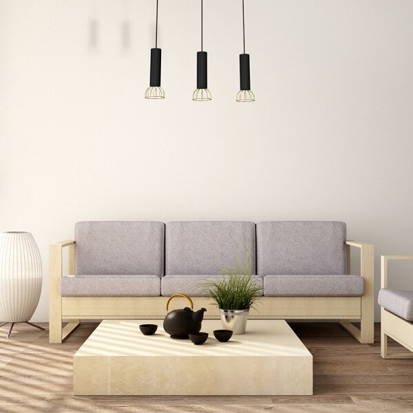 Lustră pe cablu DANTE 3xGU10/25W/230V negru/aurie