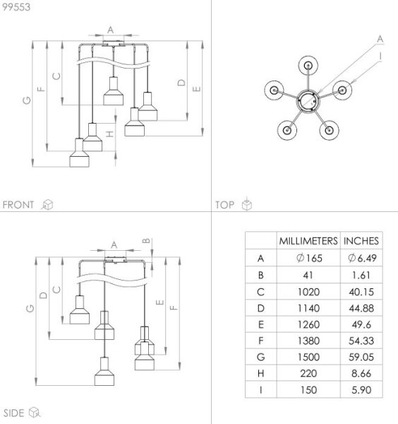 Lustră pe cablu CASIBARE 5xE27/40W/230V Eglo 99553