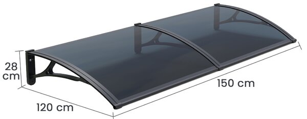 Copertină PRO 150x120 cm din aluminiu și plexiglas – Negru/Antracit