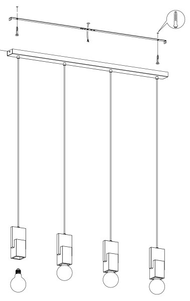 Eglo 99532 - Lustră suspendată pe cablu LOBATIA, 4xE27/40W/230V