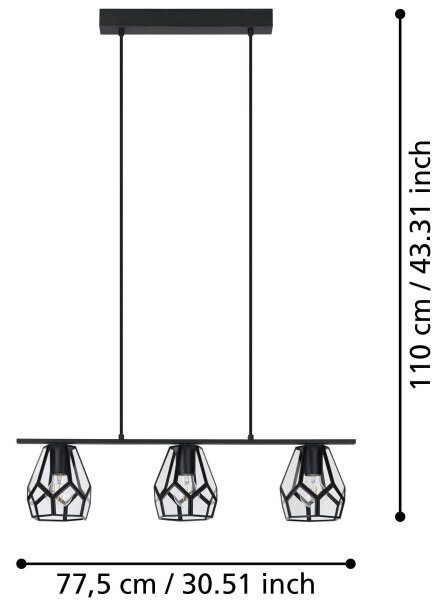 Lustră LED suspendată pe cablu MARDYKE 3xE27/40W/230V - Eglo 43644