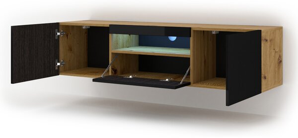 Masă TV/Dulap Aurora (Stejar artisan + Negru). 1057685