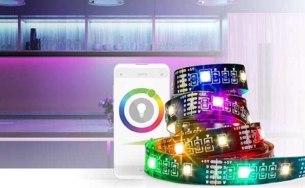 Bandă LED RGB dimabilă SmartLife 2,4m LED/4W/5V Nedis BTLS20RGBW