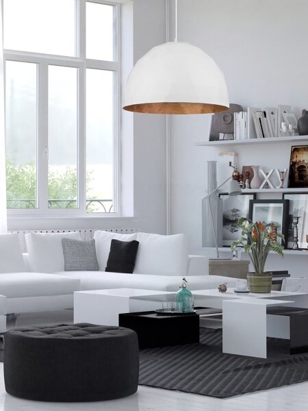Lustră pe cablu DIAMENT 1xE27/60W/230V d. 35 cm albă/cupru