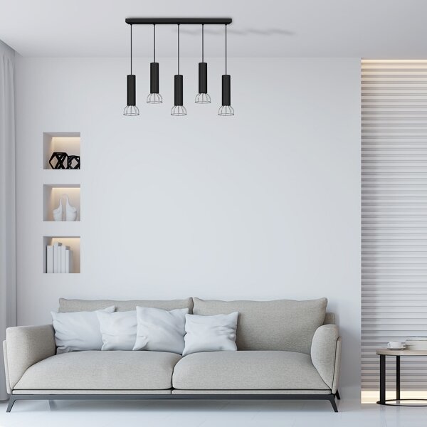 Lustră pe cablu DANTE 5xGU10/25W/230V neagră/crom lucios