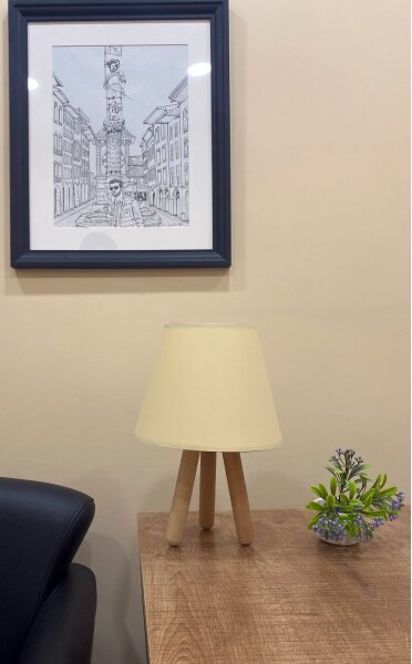 Lampă de masă WOOD 1xE27/60W/230V crem