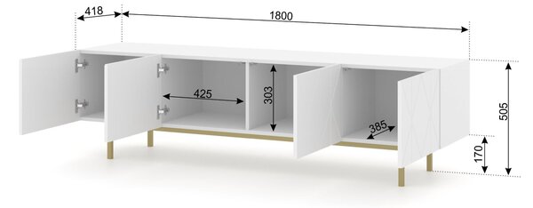 Masă TV/Dulap Koira (Alb mat + auriu). 1085831
