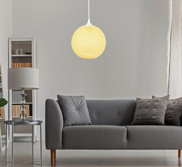 Lustră pe cablu JUTE 1xE27/60W/230V galbenă