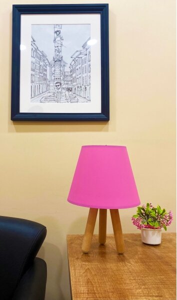 Lampă de masă WOOD 1xE27/60W/230V roz