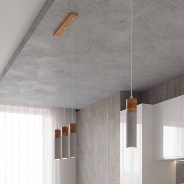 Lustră pe cablu ZANE 1xGU10/40W/230V beton/lemn Sollux SL.0965