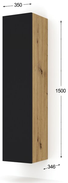 Dulap Dual 150 (Stejar artisan + Negru). 1124860