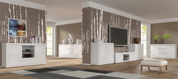 Comodă Belic 3 (alb lucios). Promo -16%. 1124881