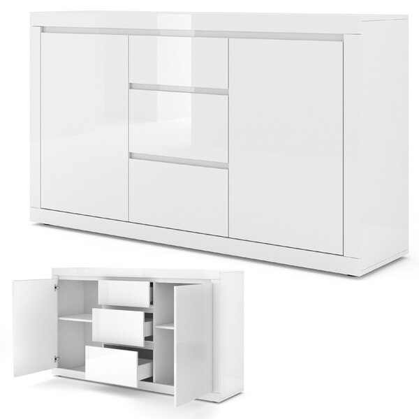 Comodă Belic 3 (alb lucios). Promo -16%. 1124881