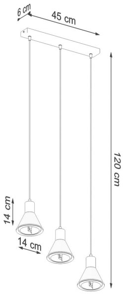 Lustră pe cablu TAZILA 3xES111/60W/230V albă Sollux SL.0988