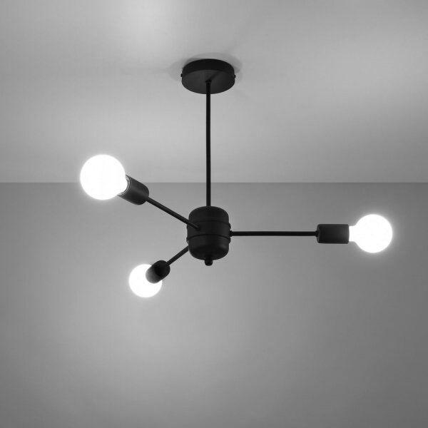 Lustră pe tijă LANGO 3xE27/60W/230V neagră Sollux SL.1021