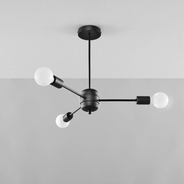 Lustră pe tijă LANGO 3xE27/60W/230V neagră Sollux SL.1021