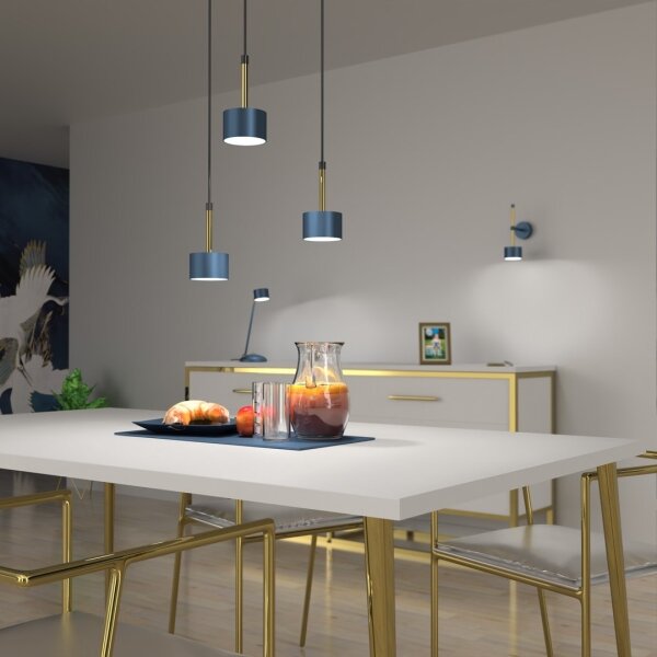 Lustră pe cablu ARENA 3xGX53/11W/230V albastră/aurie