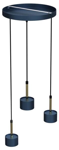 Lustră pe cablu ARENA 3xGX53/11W/230V albastră/aurie