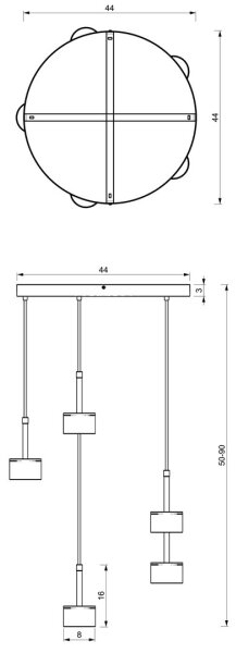 Lustră pe cablu ARENA 5xGX53/11W/230V neagră/aurie