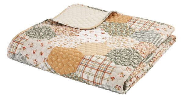 Cuvertură galbenă/bej matlasată 220x230 cm Floral Patchwork – Catherine Lansfield