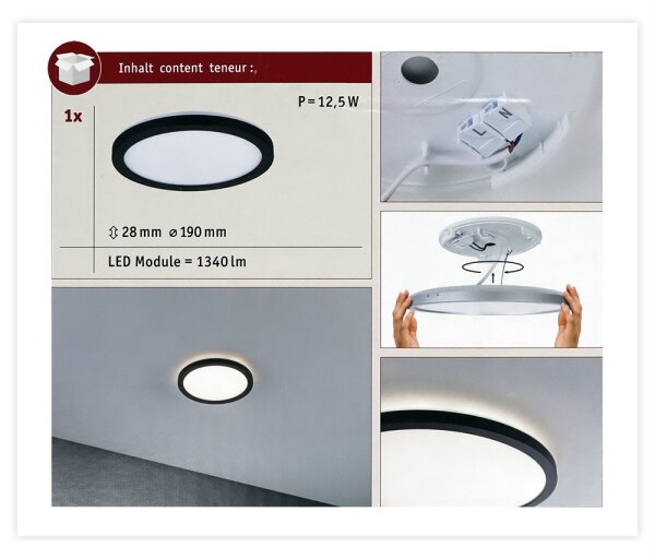 Plafonieră LED/11,2W ATRIA 230V neagră Paulmann 70997