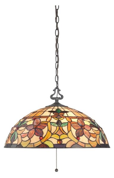 Elstead QZ-KAMI-P - Candelabru Tiffany KAMI cu lanț, 3xE27/60W/230V