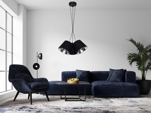 Lustră pe cablu ZOMA 3xE27/60W/260V neagră/crom lucios