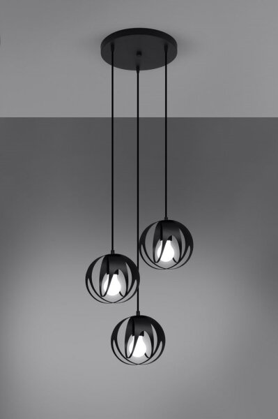 Lustră pe cablu TULOS 3xE27/60W/230V neagră Sollux SL.1088