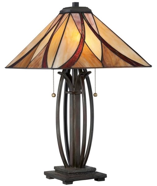 Elstead QZ-ASHEVILLE-TL - Lampă de masă Tiffany ASHEVILLE 2xE27/60W/230V