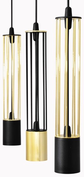 LED Lustră pe cablu BARS 3xGU10/4,8W/230V neagră/aurie