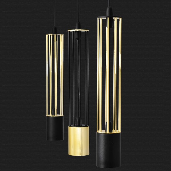 LED Lustră pe cablu BARS 3xGU10/4,8W/230V neagră/aurie