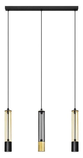 LED Lustră pe cablu BARS 3xGU10/4,8W/230V neagră/aurie