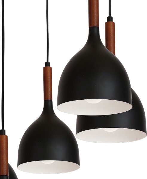 Lustră pe cablu NOAK WOOD 5xE27/60W/230V neagră/lemn închis