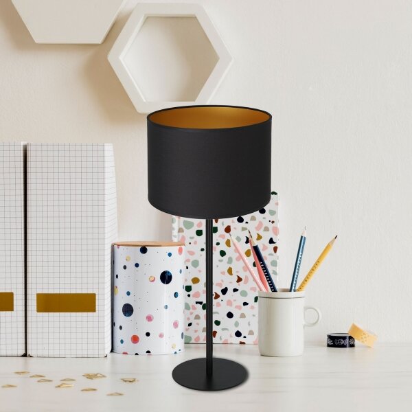 Lampă de masă ARDEN 1xE27/60W/230V d. 25 cm neagră/aurie