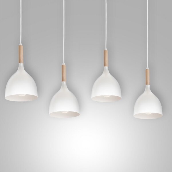 Lustră pe cablu NOAK WOOD 4xE27/60W/230V albă/lemn