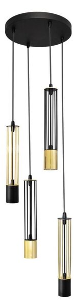 LED Lustră pe cablu BARS 4xGU10/4,8W/230V neagră/aurie