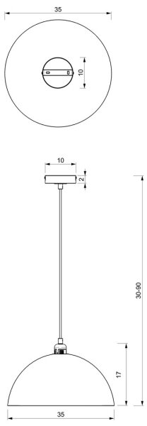 Lustră pe cablu BETA 1xE27/60W/230V d. 35 cm neagră