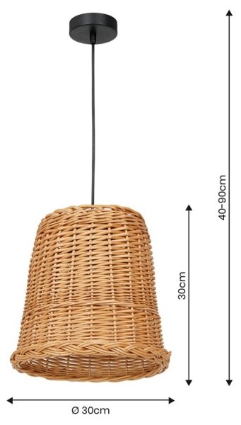 Lustră pe cablu VIMINI 1xE27/40W/230V ratan
