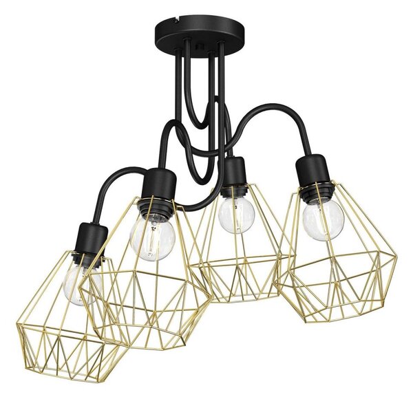 Lustră aplicată BERGEN 4xE27/60W/230V neagră/aurie