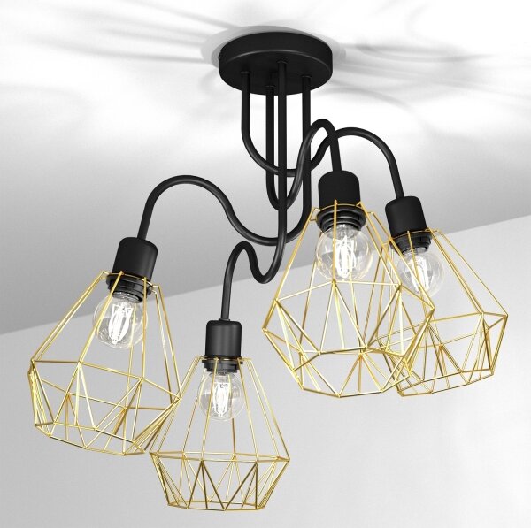 Lustră aplicată BERGEN 4xE27/60W/230V neagră/aurie